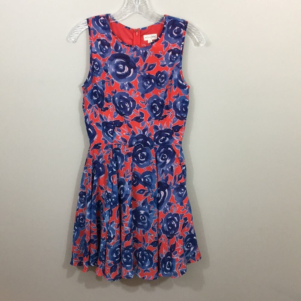 Maison Jules Red Fit & Floral Blue Rose Dress